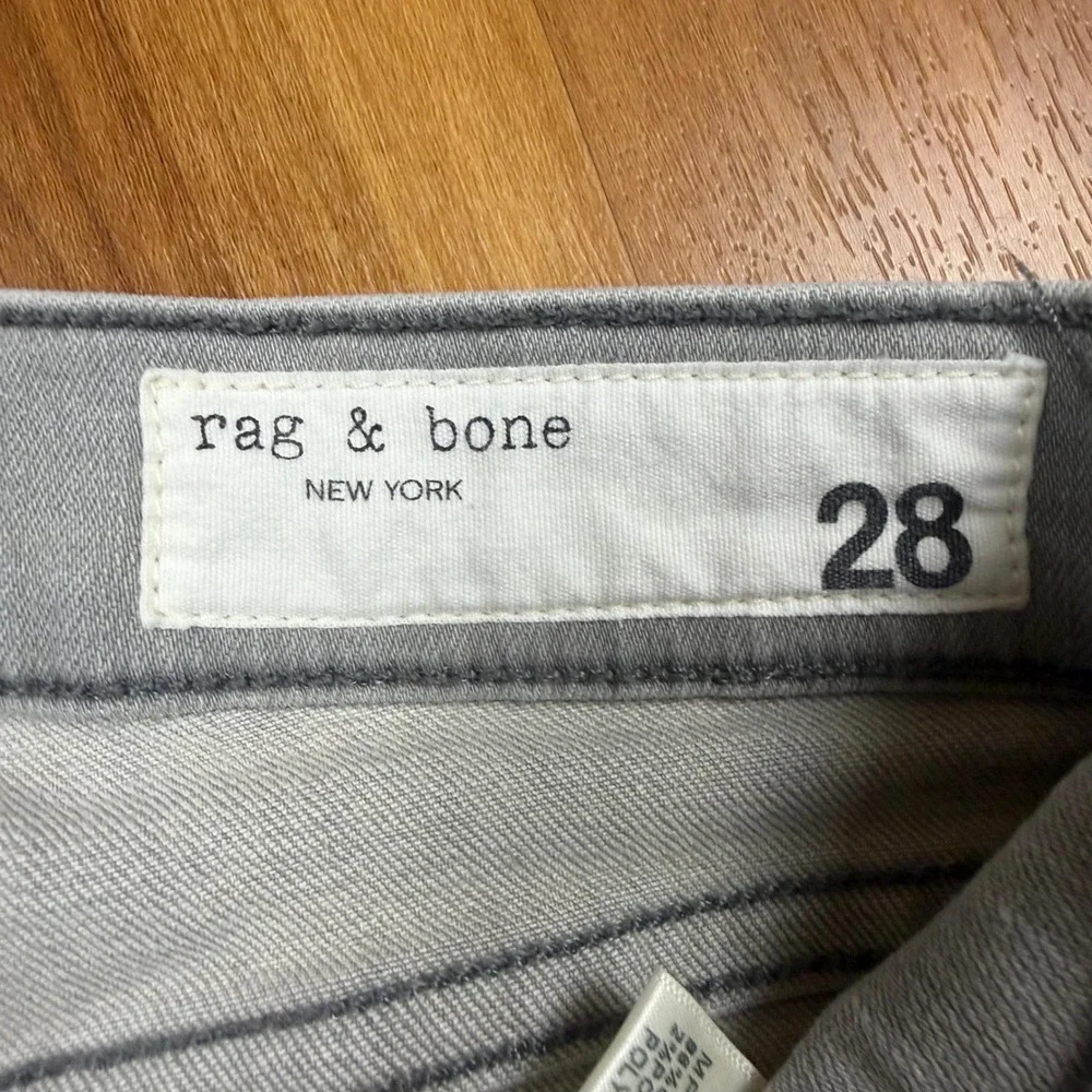 Rag & Bone Ankle‎ Skinny Jeans Burmese Gray Raw Hem W1526K120BUR Size 28